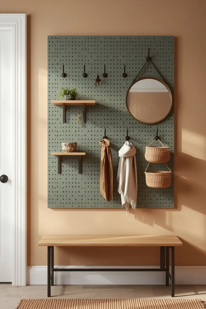 Pegboard Mini Mudroom 
