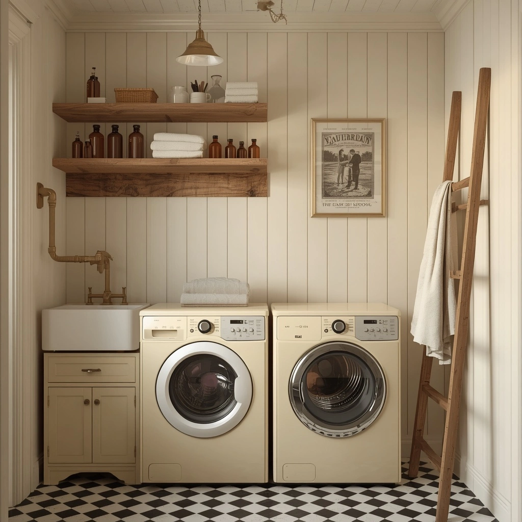 The Vintage-Inspired Mudroom Laundry Station