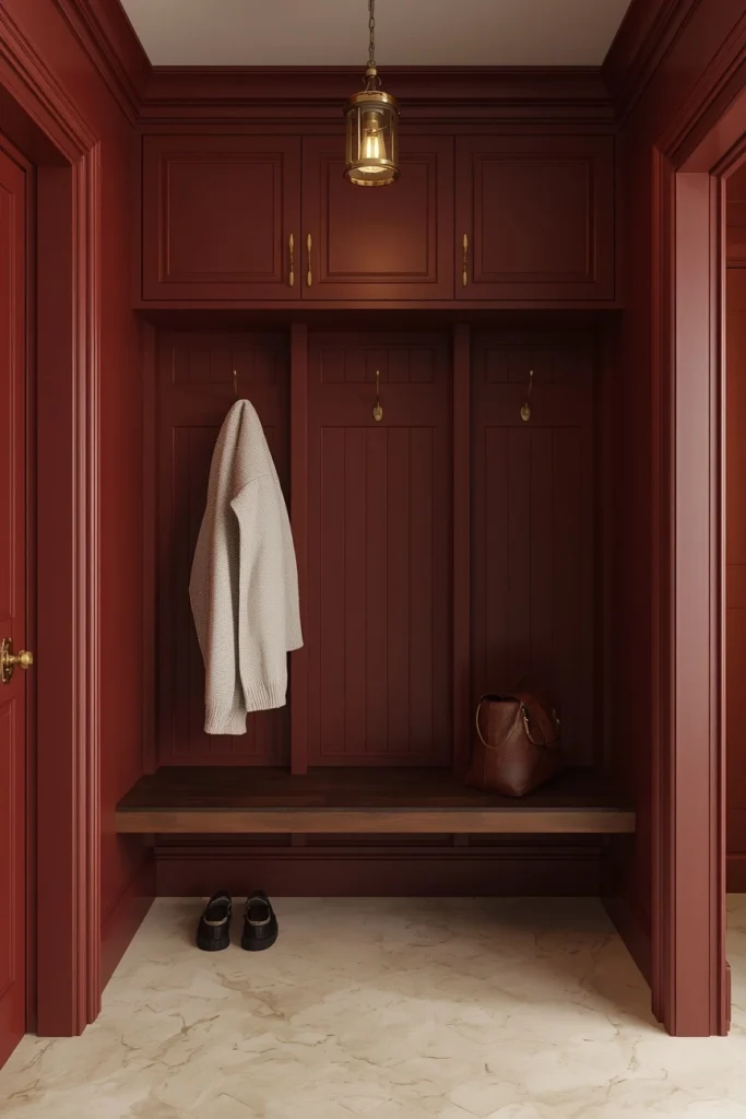 Open Shelf Mudroom with Woven Texture Storage