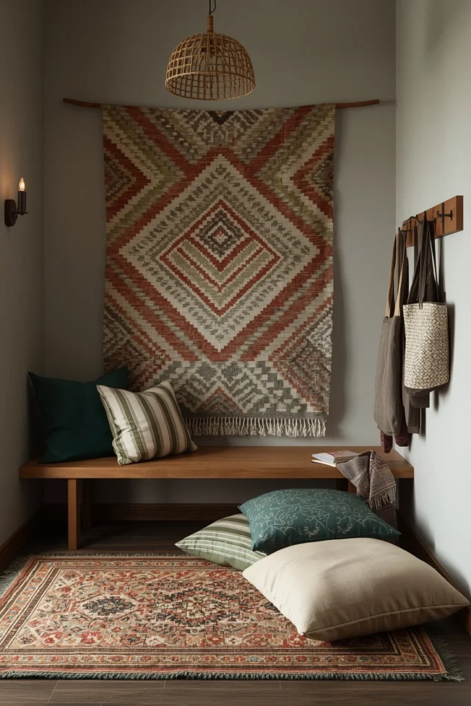 Dark Boho Mudroom — Midnight Blue and Dried Botanicals