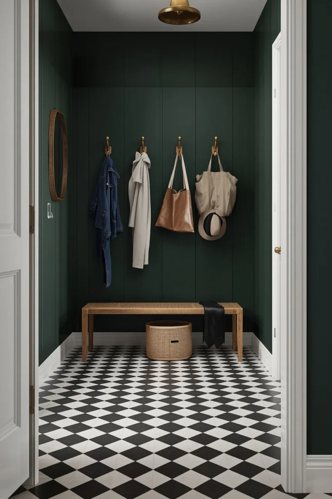 Mini Mudroom with Bold Tile Floor
