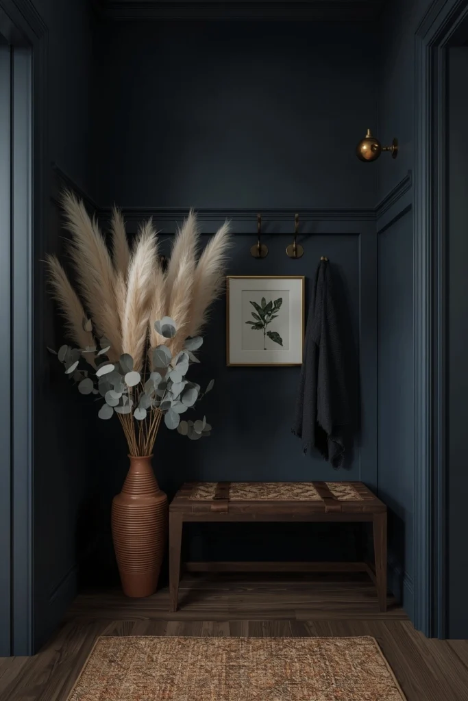 Boho Mudroom + Laundry Room Combo in Warm Olive