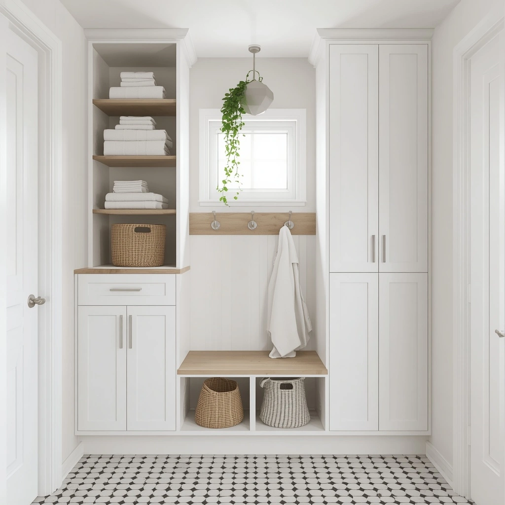 The Scandinavian Small Mudroom Laundry Combo