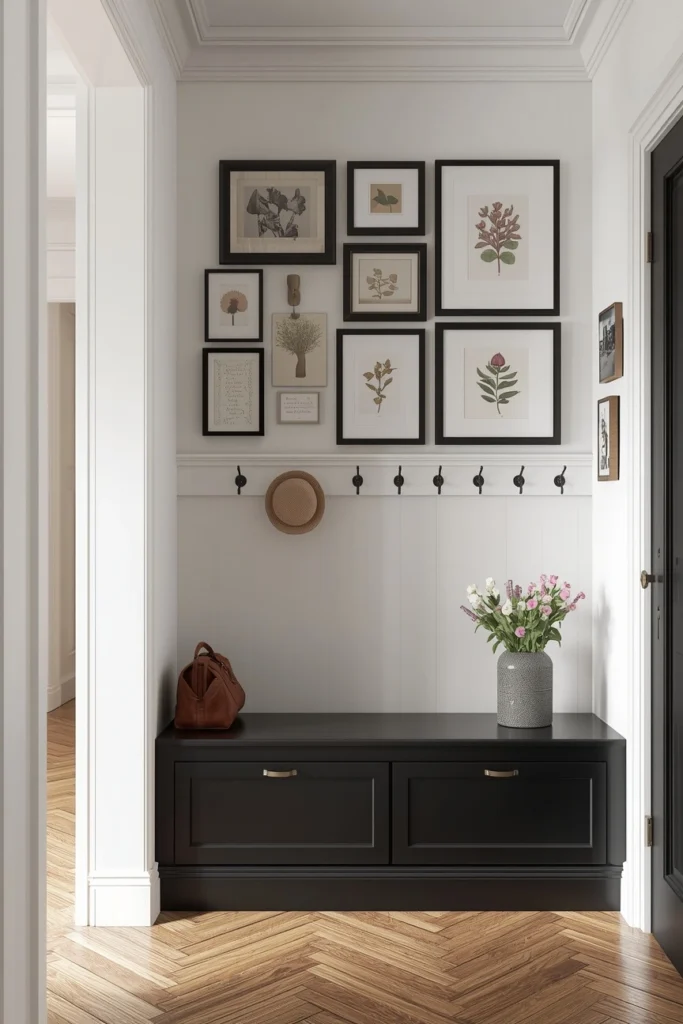 Farmhouse Mudroom with Shiplap and Vintage Hooks