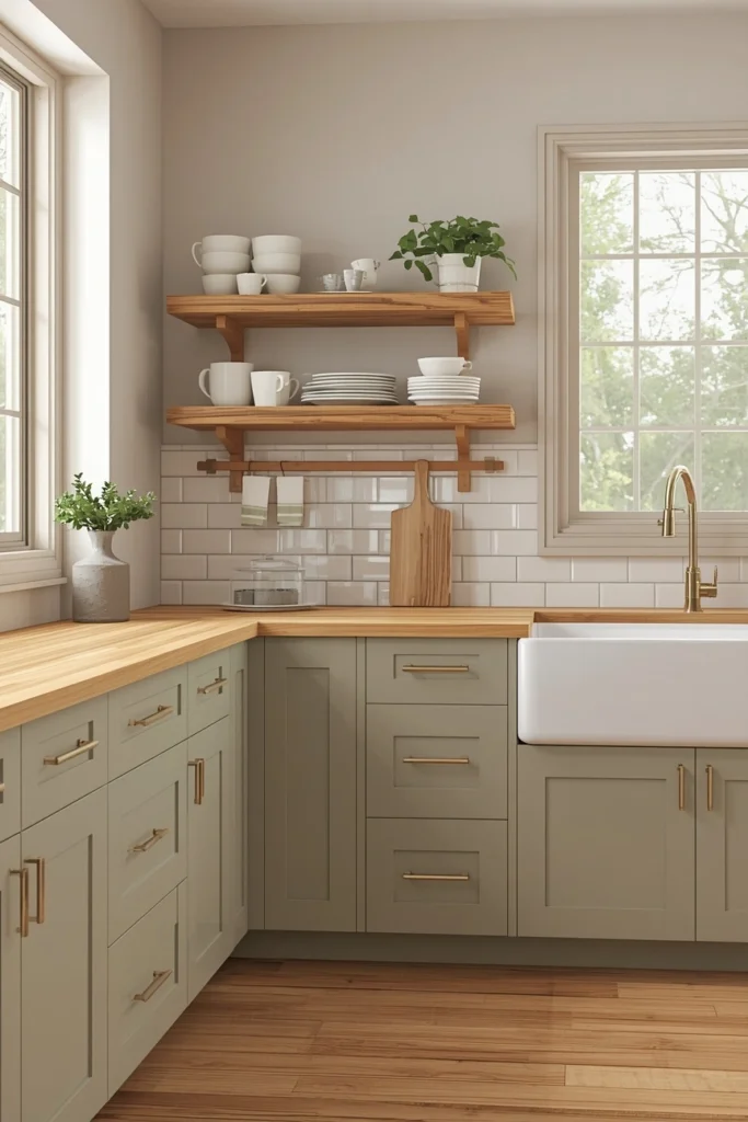 Sage Green Cabinets  farmhouse kitchen