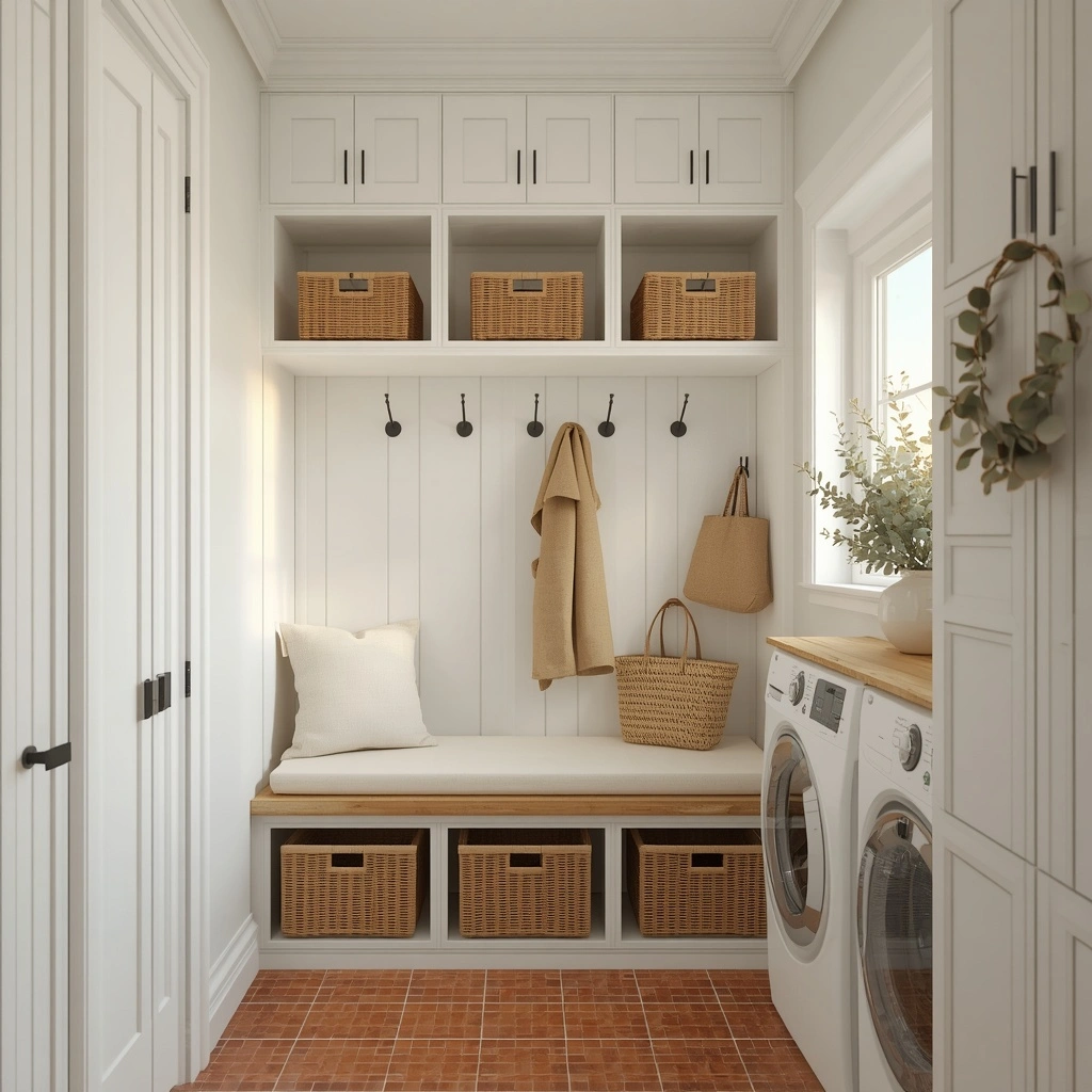 laundry combo with sitting mudroom area