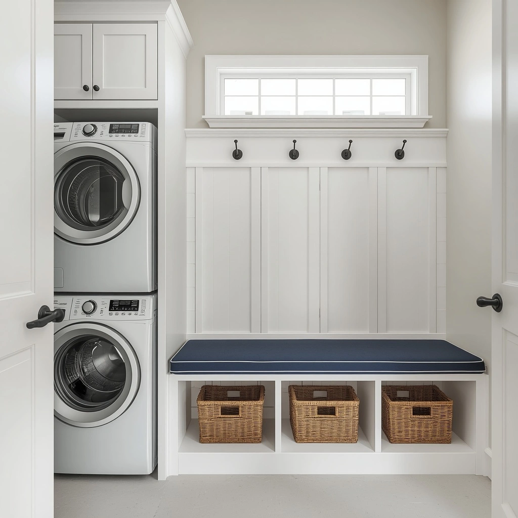 laundry mudroom with washing machine at one side