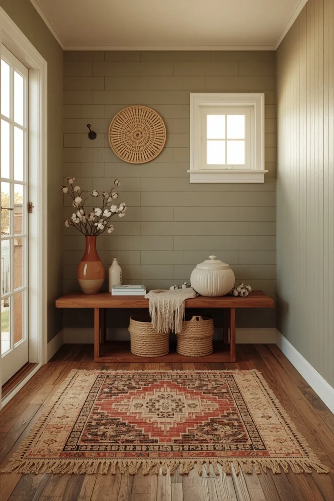 The Layered Rug Boho Entryway