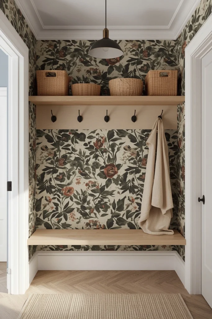 The Bold Wallpaper Mudroom entryway