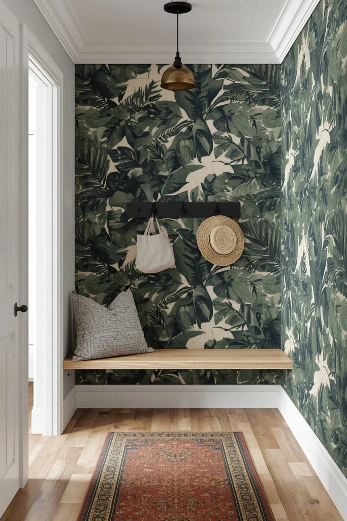 Bold Wallpaper Mini Mudroom