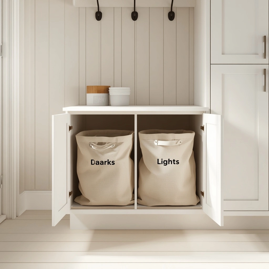 The Pull-Out Hamper System in laundry mudroom