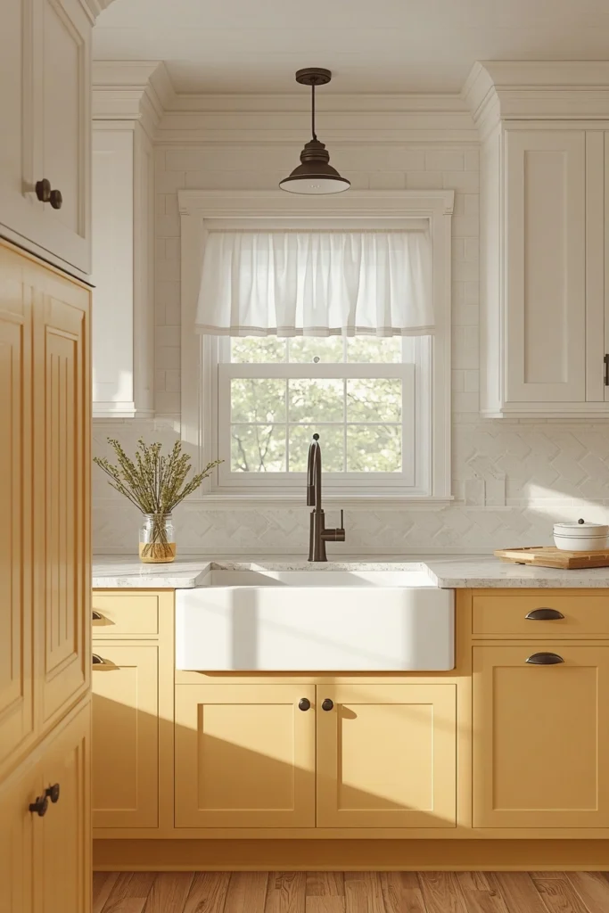 Butter Yellow Farmhouse Kitchen 