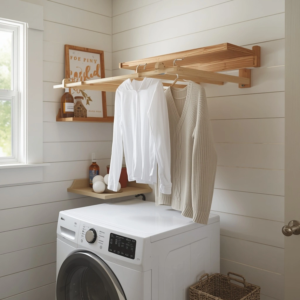 The Over-Washer Drying Rack in laundry mudroom
