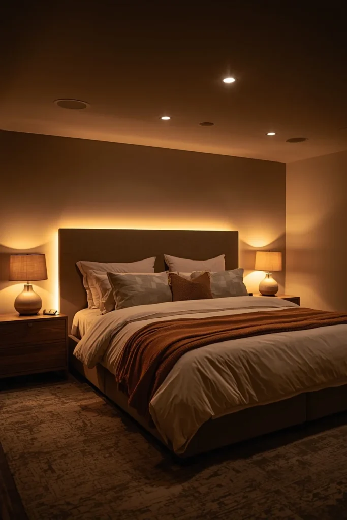 22 Basement Bedroom Ideas That Are Cozy, Stylish & Surprisingly Bright 2 Layer Your Lighting Like a Designer in basement bedroom