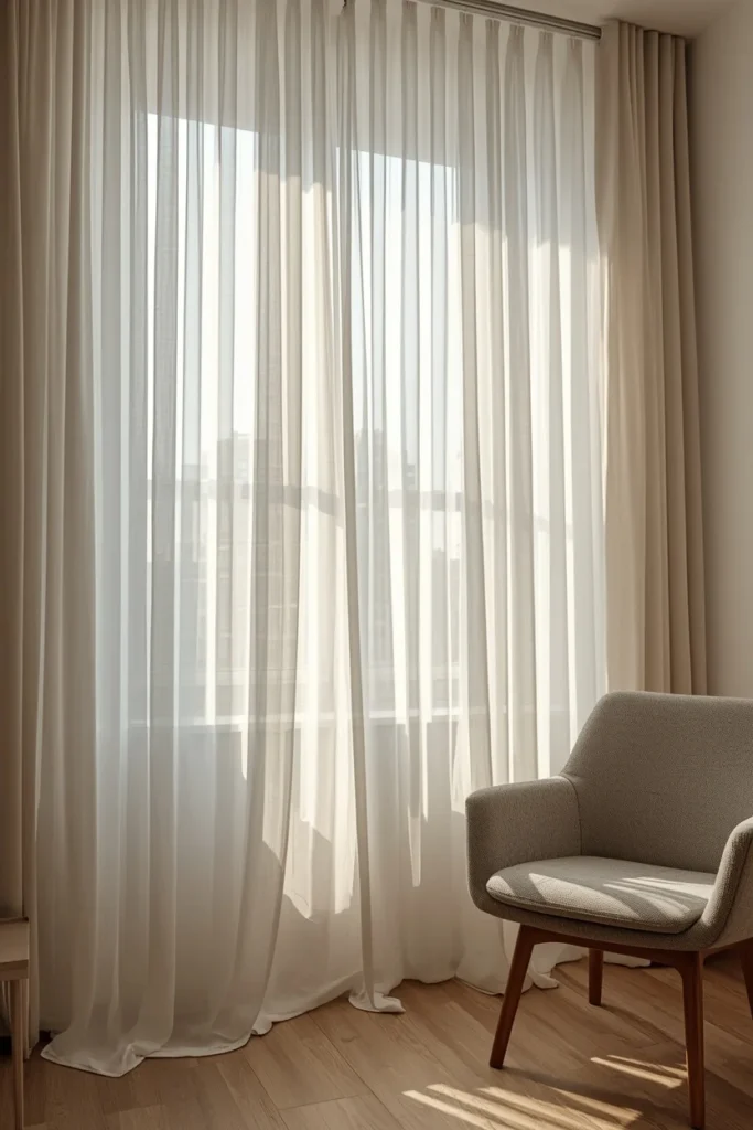 25 Apartment Living Room Ideas That Are Stylish, Smart and Totally Renter-Safe 11 apartment living room window, featuring floor-to-ceiling sheer curtains