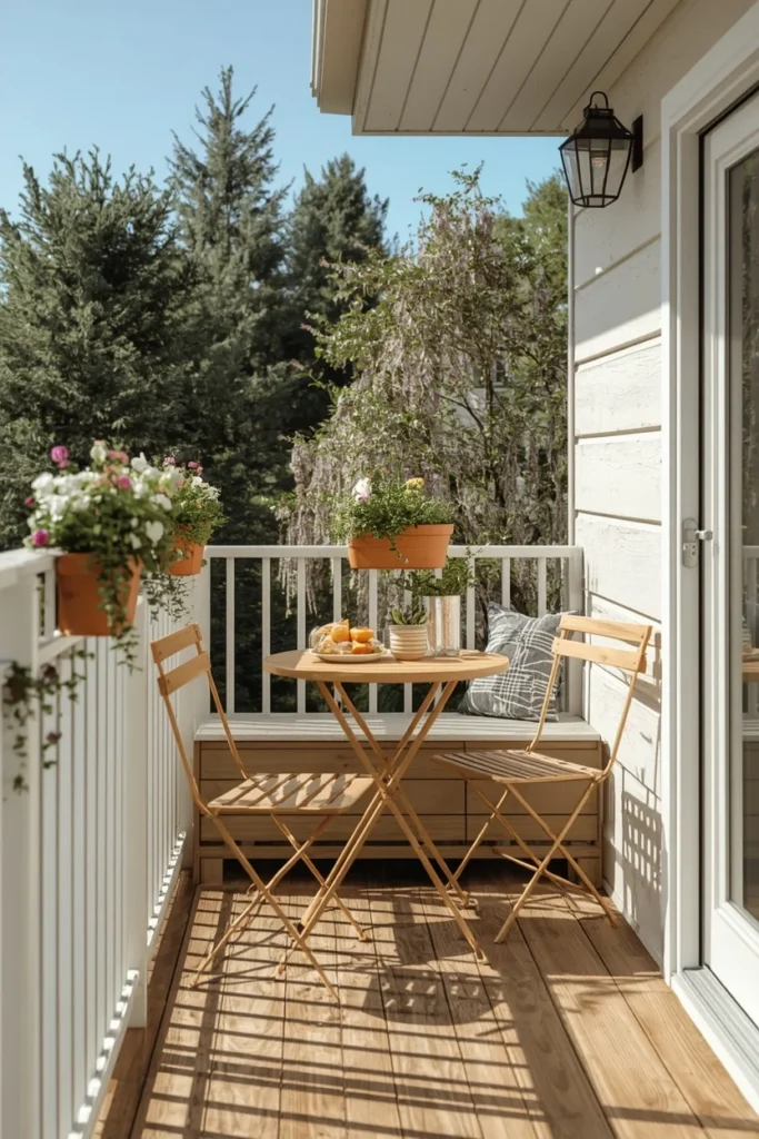 20 Back Deck Ideas That Make Your Outdoor Space Impossibly Inviting 11 small deck corner, featuring a fold-down drop-leaf table