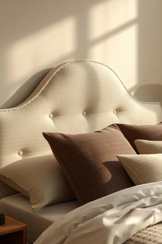 16 Classy Bedroom Ideas That Ooze Quiet Luxury Without the Price Tag 11 bedroom headboard, featuring a boucle-textured cream upholstered headboard
