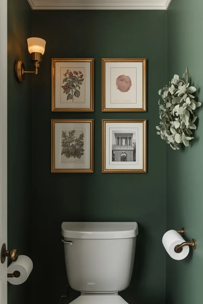23 Half Bathroom Ideas That Turn a Tiny Room Into a Total Showstopper 11 a Gallery Wall That Tells a Story