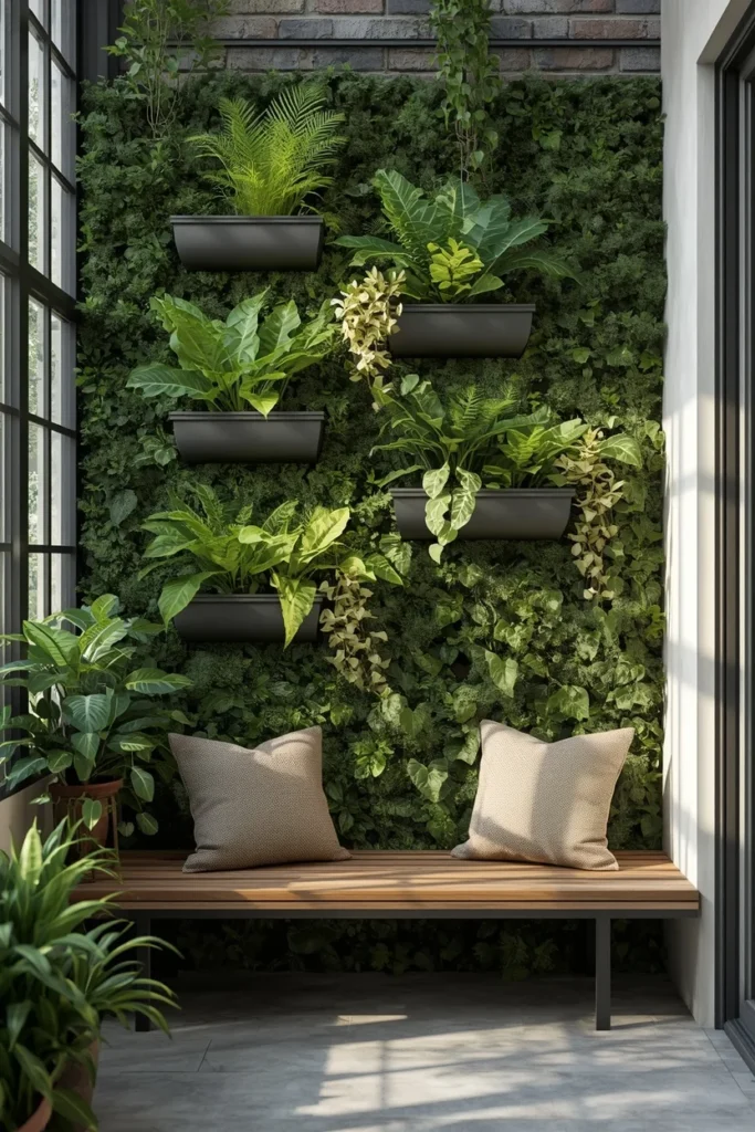 17 Back Patio Ideas That Transform Any Outdoor Space Into a Cozy Retreat 12 small patio, featuring a lush vertical living wall