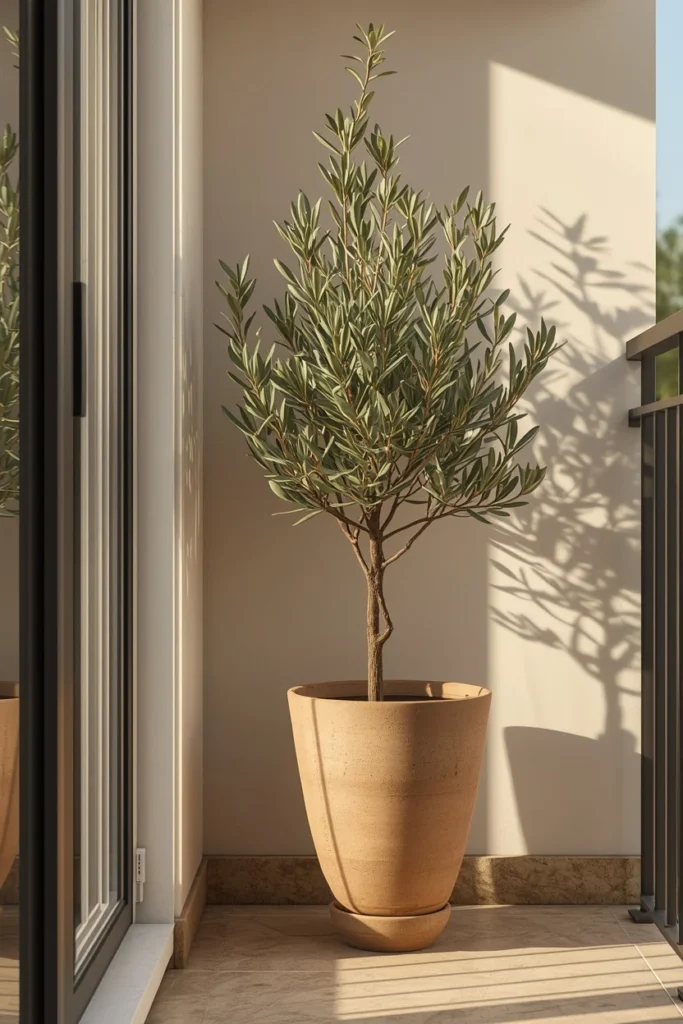 25 Balcony Ideas That Turn Even the Smallest Outdoor Space Into a Retreat 12 balcony corner, featuring one large sculptural ceramic planter