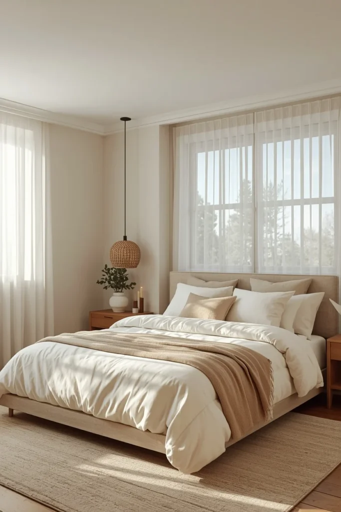 basement guest bedroom, featuring a low platform bed 