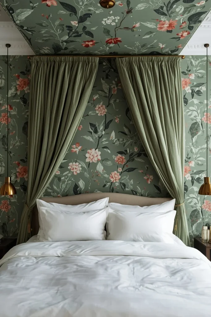aesthetic curtain wallpaper bedroom