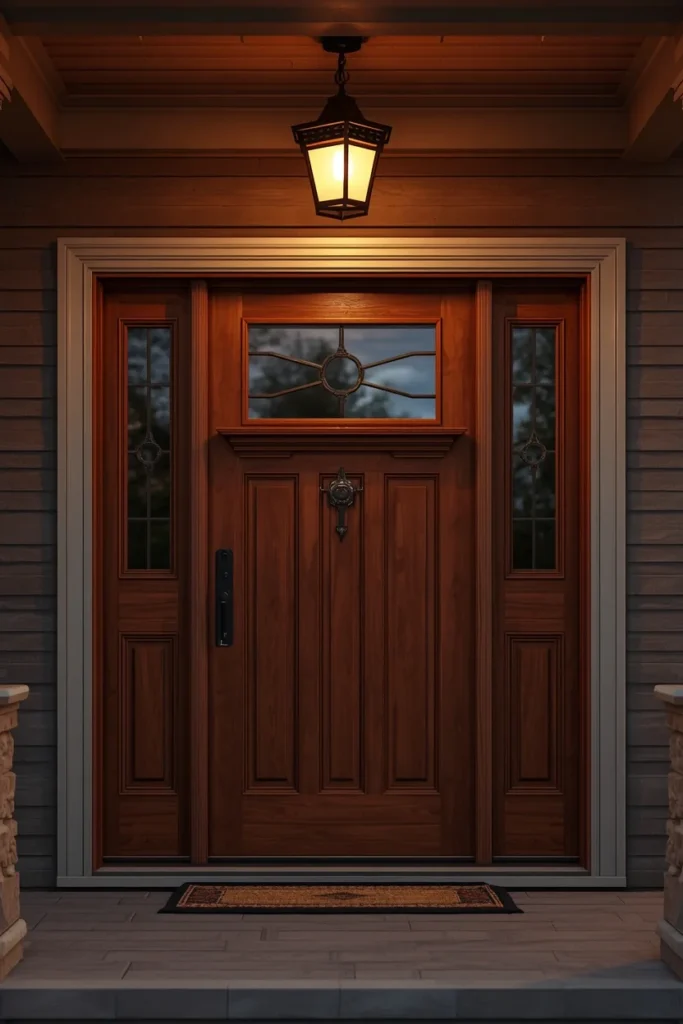 16 Craftsman Exterior Ideas That Are Classic, Detailed & Endlessly Beautiful 12 craftsman front door close-up, featuring a stained wood door