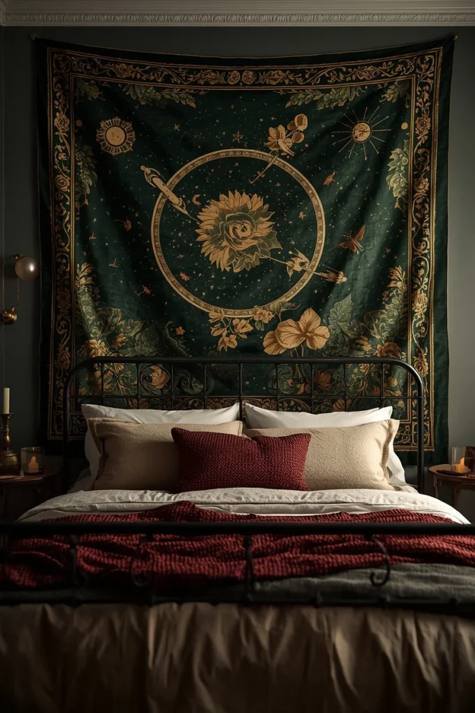 18 Dark Cottagecore Bedroom Ideas That Feel Magical & Deeply Cozy 12 The Tapestry Wall Hanging