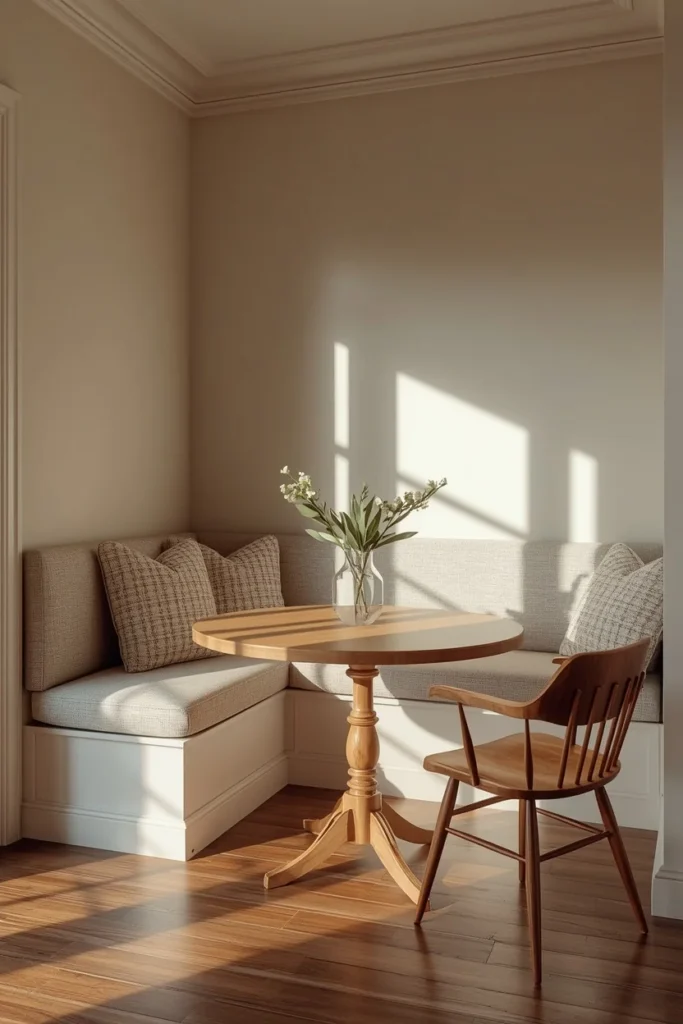 25 Modern Dining Room Ideas That Are Chic, Sleek & Totally Pin-Worthy 12 dining nook, featuring a built-in upholstered banquette