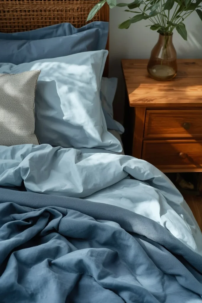 Dusty Blue Tonal Layering summer bedding