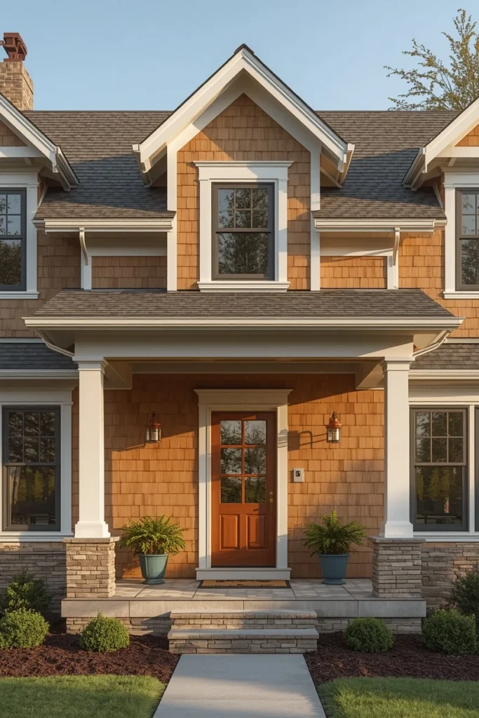 16 Craftsman Exterior Ideas That Are Classic, Detailed & Endlessly Beautiful 13 craftsman home exterior, featuring a centered gabled dormer window