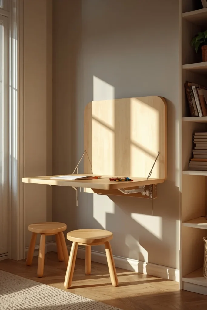 children's playroom, featuring a wall-mounted fold-down table