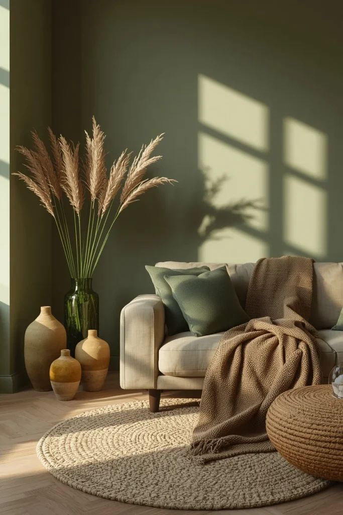 16 Green Living Room Ideas That Bring Life, Calm & Color to Any Space 13 living room, featuring layered tonal greens with sage walls,