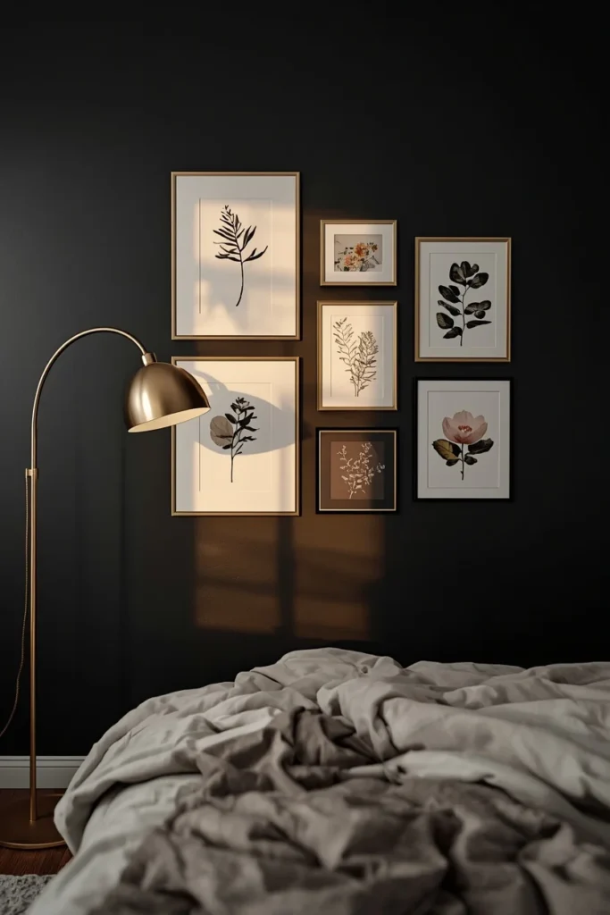 17 Moody Black Bedroom Ideas That Are Hauntingly Beautiful & Chic 13 bedroom, featuring a matte black wall