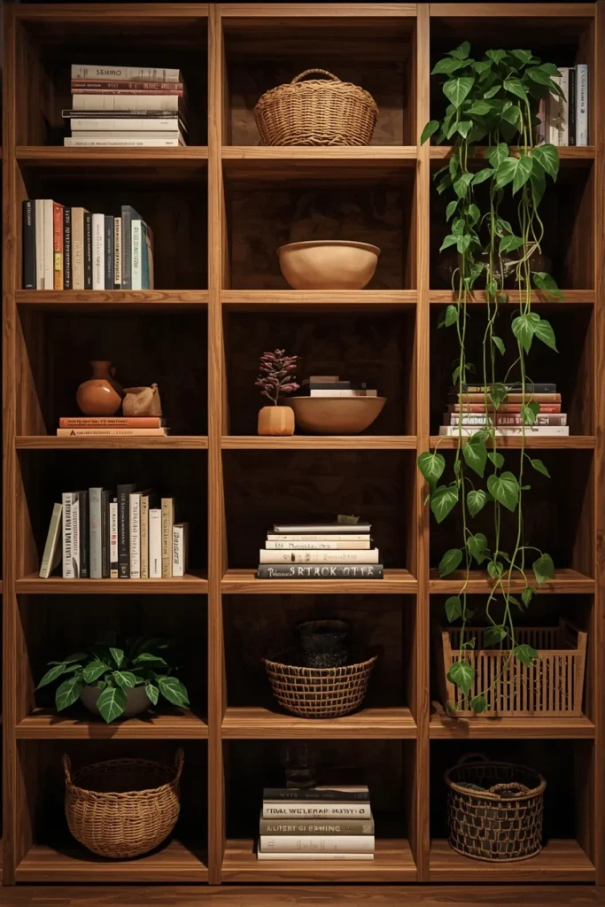 asement floor-to-ceiling shelving wall
