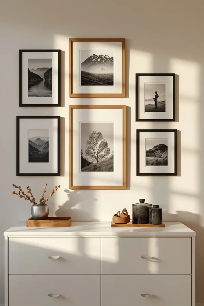 19 Gender Neutral Nursery Ideas That Are Modern, Stylish & Perfectly Timeless 14 nursery gallery wall, featuring an eclectic mix of framed black