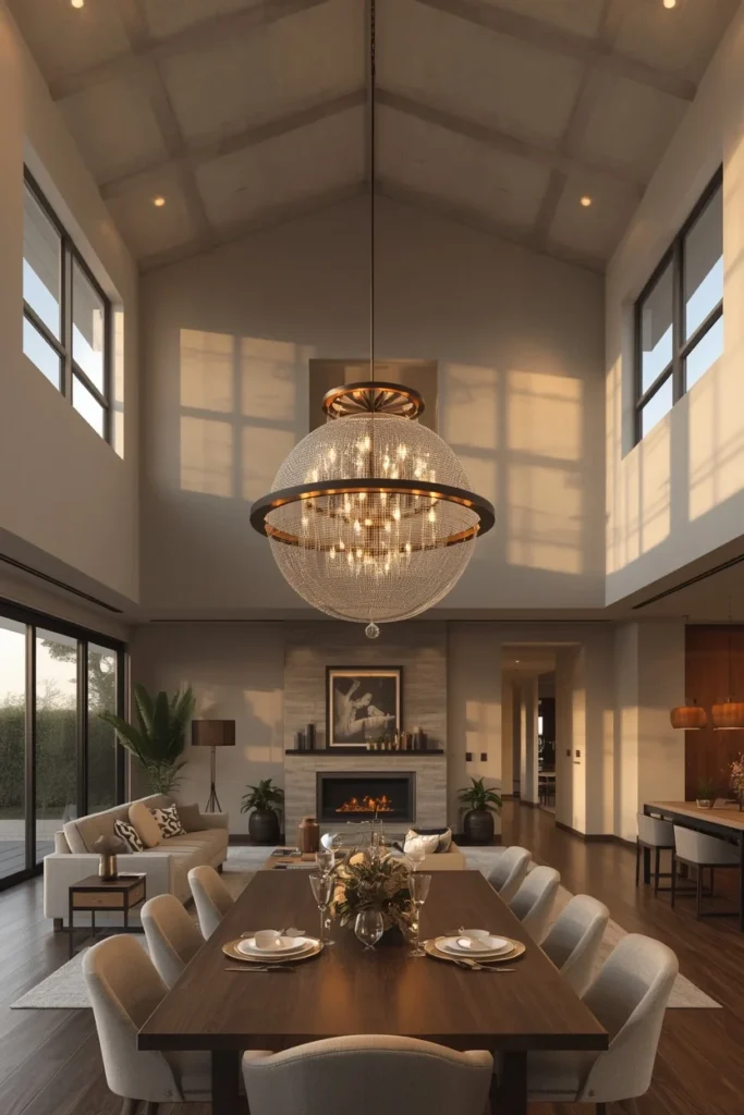 20 Genius Ways to Connect Your Living & Dining Room Seamlessly & Stylishly 14 open concept room with high vaulted ceilings,