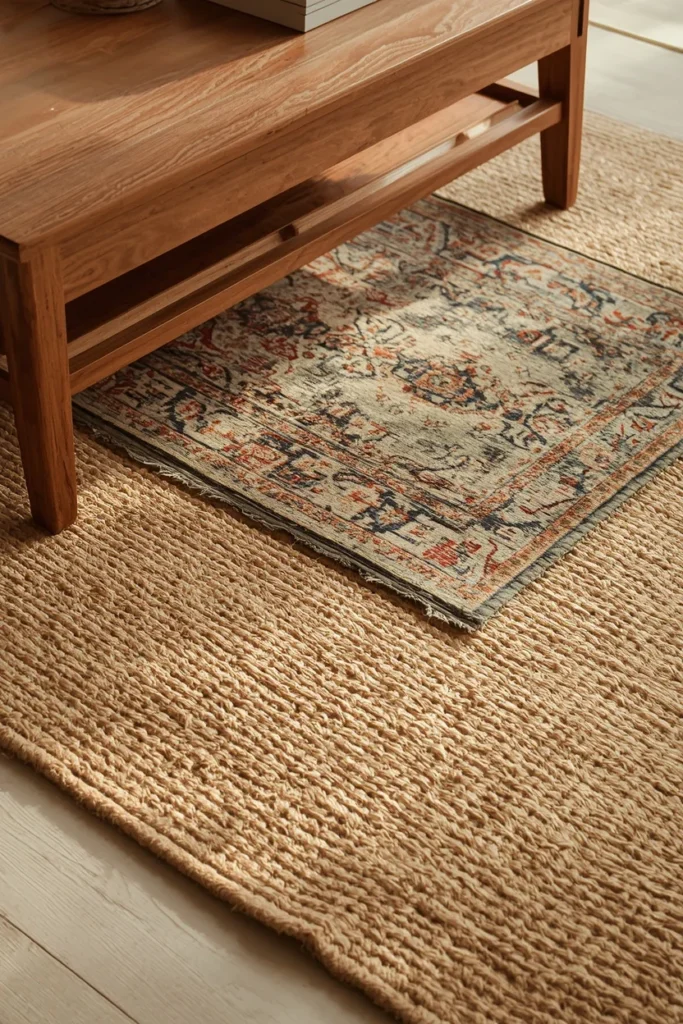 22 Moody Living Room Ideas That Are Rich, Dark & Incredibly Inviting 14 living room floor detail, featuring a natural jute rug