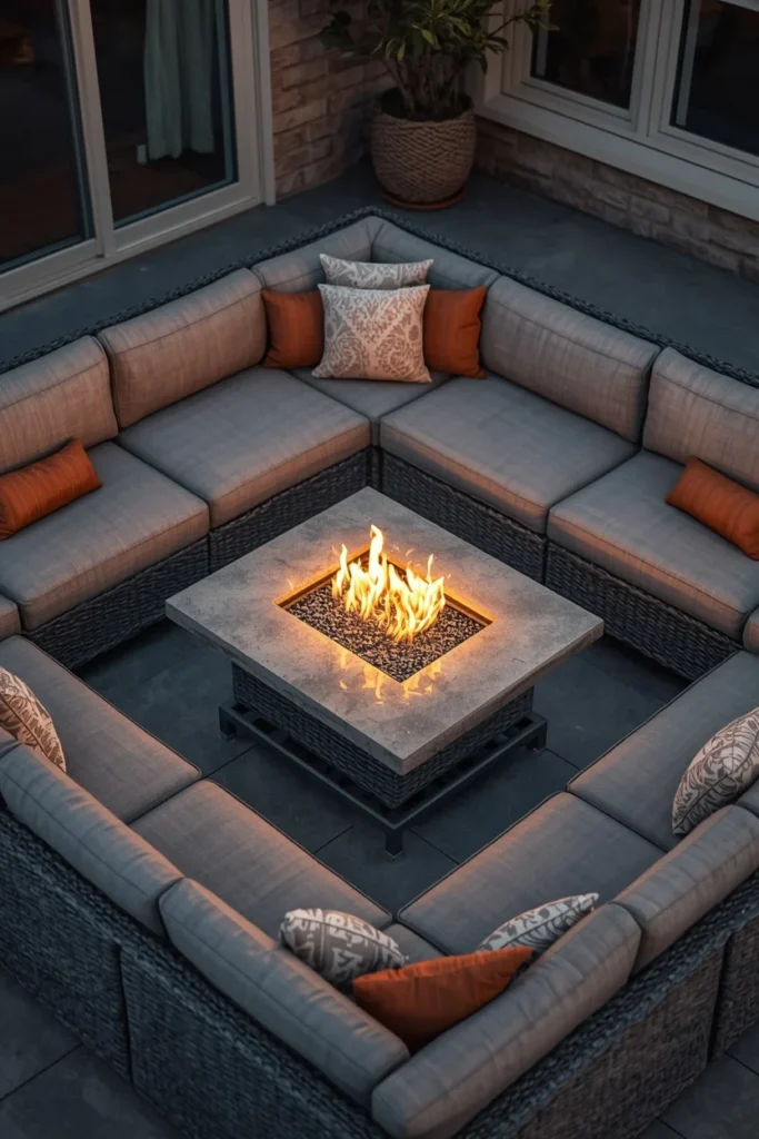 24 Outdoor Patio Furniture Ideas That Are Stylish, Comfy & Weather-Ready 14 patio lounge area, featuring a gray resin wicker sectional