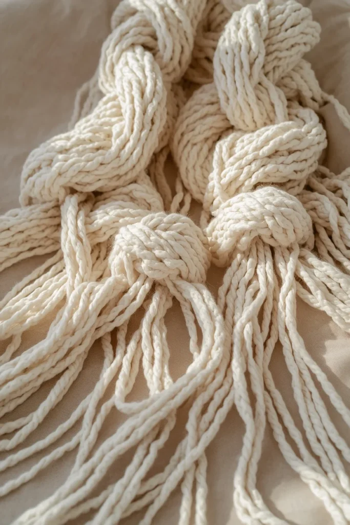 Macrame Throw Draped Over the Foot of the Bed