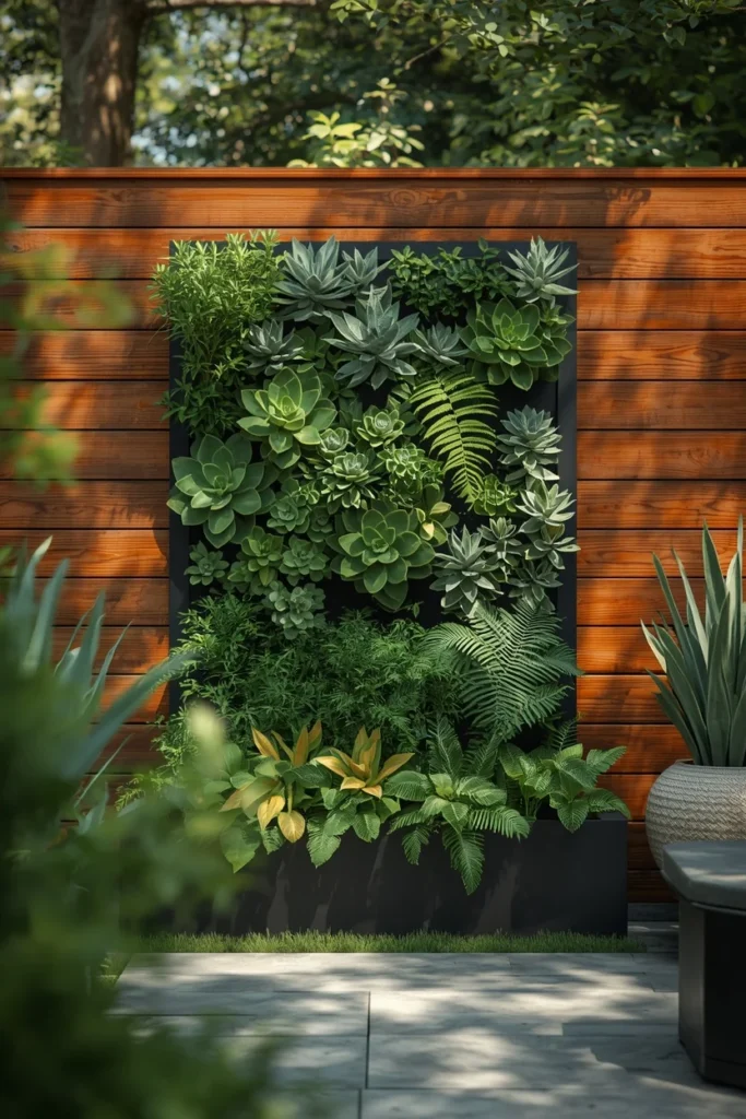 backyard patio exterior, featuring a wood privacy fence