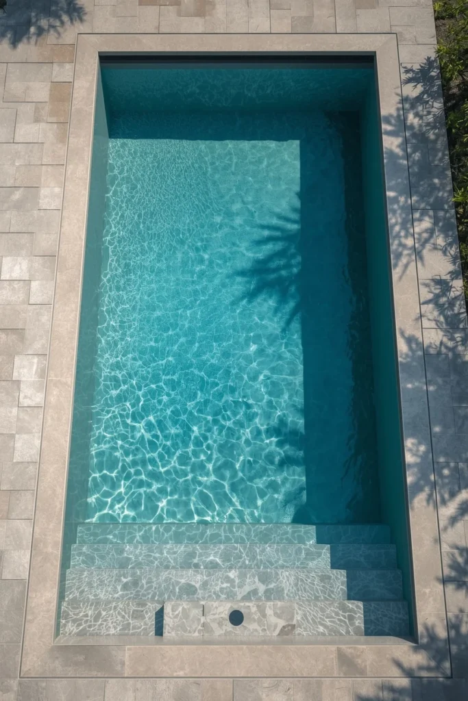  backyard pool, featuring a rectangular pool with softened rounded corners 