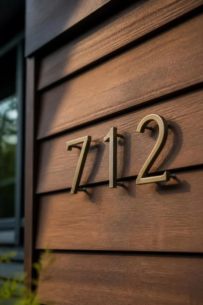 16 Craftsman Exterior Ideas That Are Classic, Detailed & Endlessly Beautiful 15 craftsman house numbers close-up, featuring patinated brass