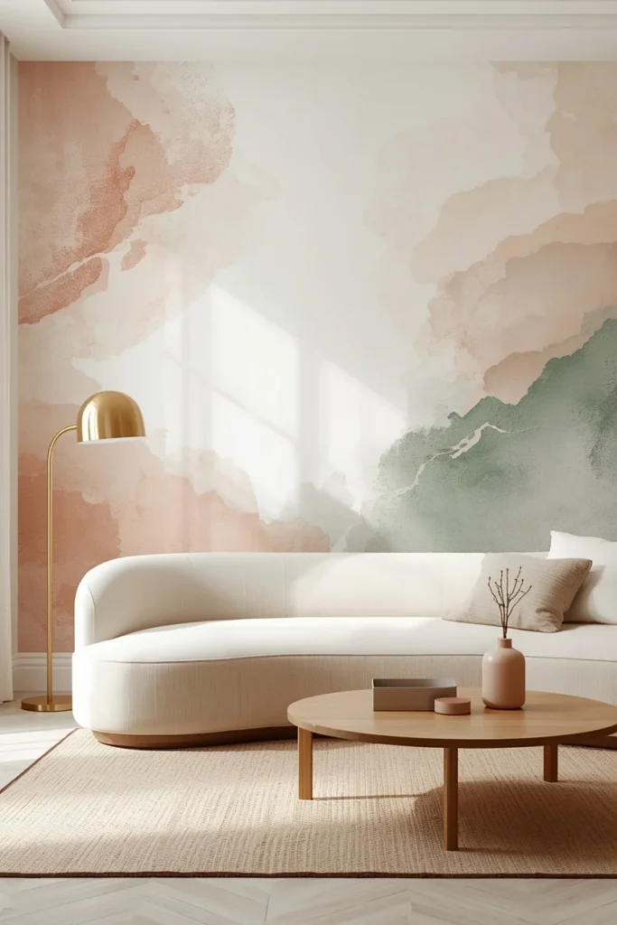Abstract Watercolor Mural living room