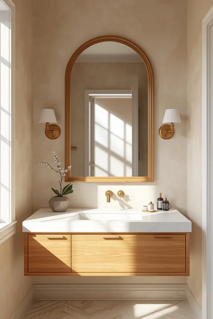 18 Small Bathroom Ideas That Pack Maximum Style Into Minimal Space 15 small bathroom, featuring a large arched mirror