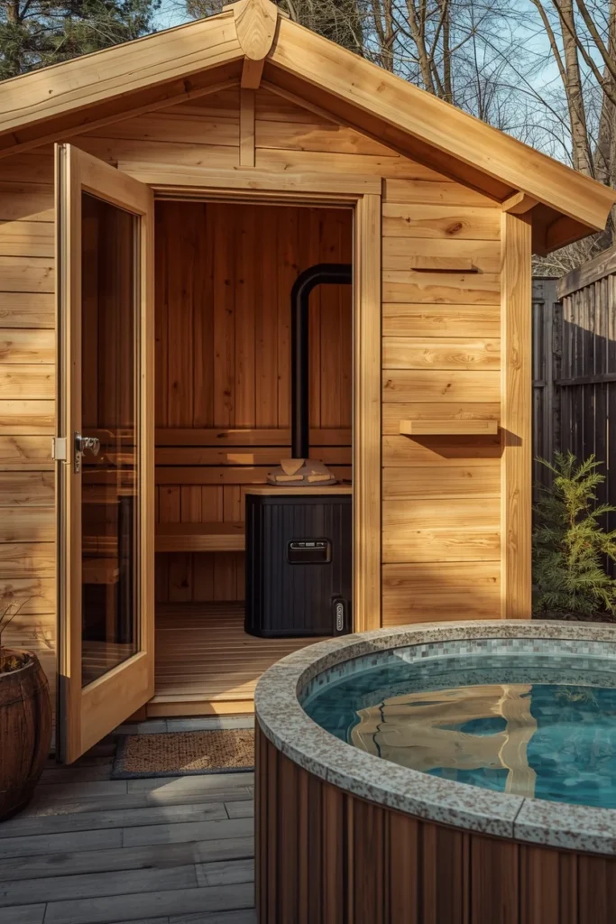 19 Summer House Ideas That Make Your Garden Feel Like a Vacation Destination 15 garden sauna cabin, featuring a small timber structure