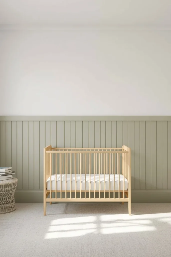 19 Gender Neutral Nursery Ideas That Are Modern, Stylish & Perfectly Timeless 16 nursery, featuring board-and-batten wall paneling