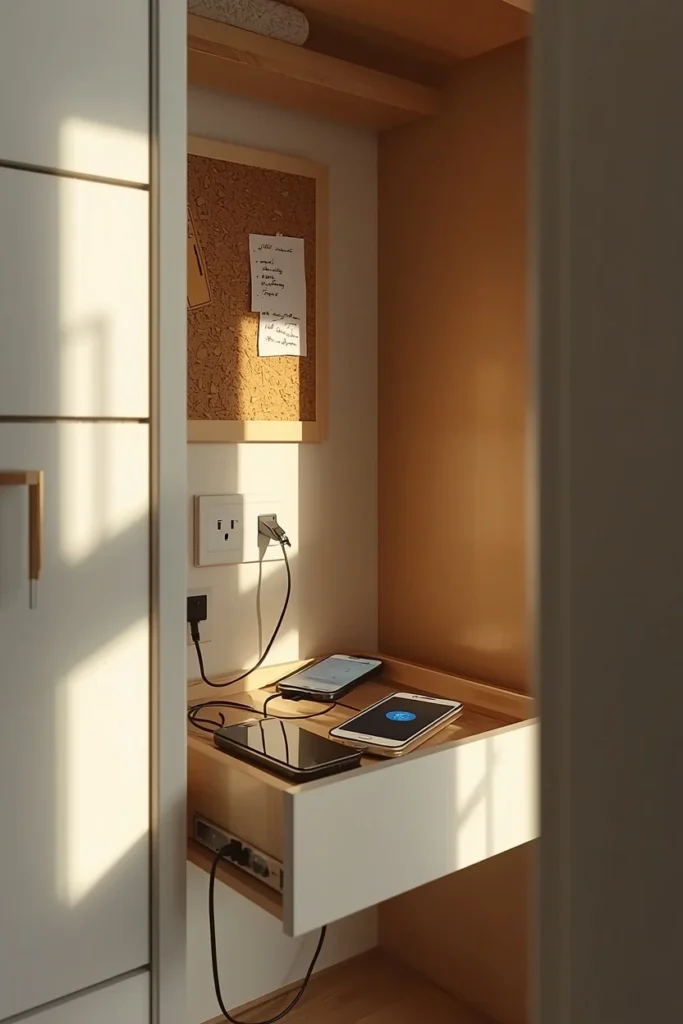 16 Mudroom Design Ideas That Make the Messiest Space in Your Home Look Amazing 15 mudroom built-in charging drawer with several phones