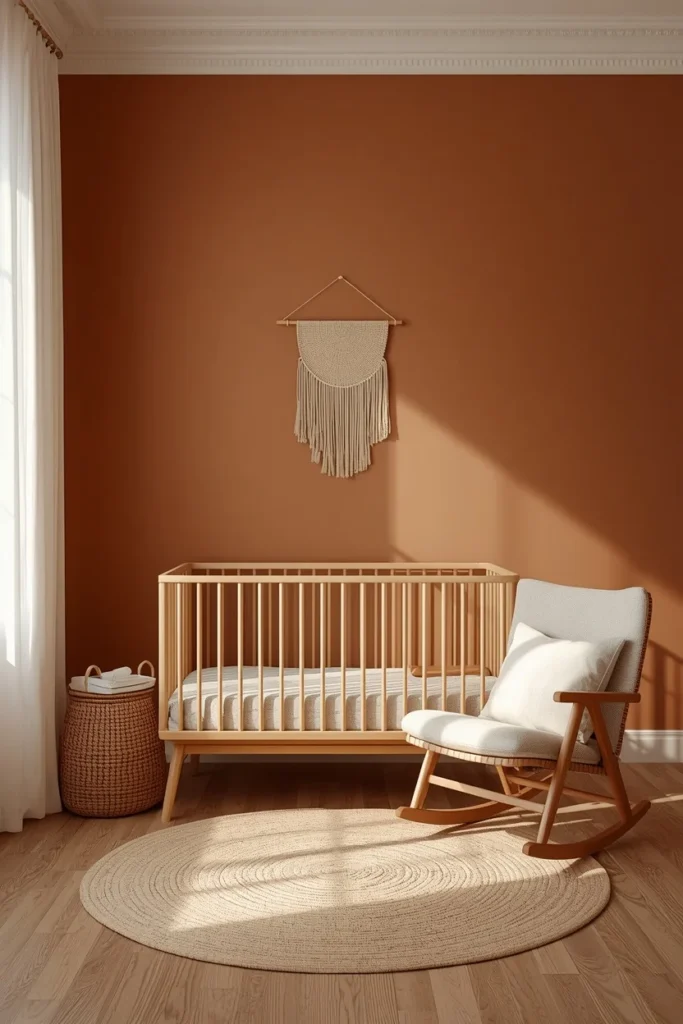 18 Baby Boy Nursery Themes That Are Cute, Creative & Absolutely Charming 17 baby nursery, featuring warm clay-toned walls