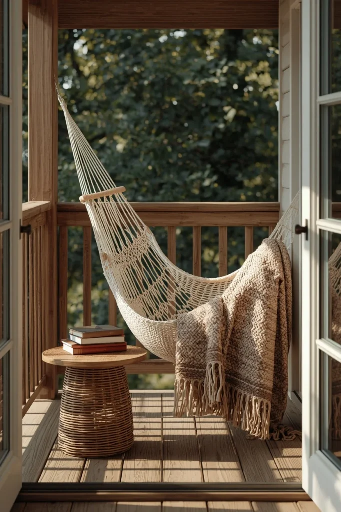 20 Back Deck Ideas That Make Your Outdoor Space Impossibly Inviting 17 deck hammock nook, featuring a woven hammock